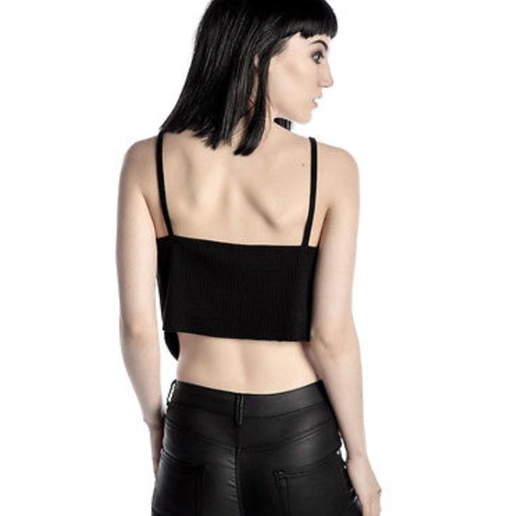 Pentagram Strappy Goth Cami Witchy Crop Tank Top - Picture 4 of 5